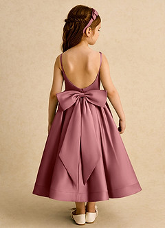 Azazie Babs Flower Girl Dresses Amethyst Ball-Gown Pleated Matte Satin Dress image6