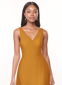 Azazie Nala Bridesmaid Dresses Butterscotch A-Line Pleated Chiffon Dress image4
