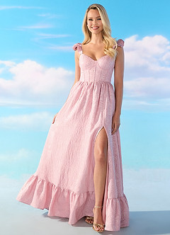 Barbie™ ❤ AZAZIE 4005 Lace-up Flutter Spaghetti Strap Jacquard Dress image1