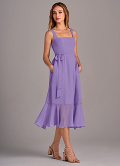 Azazie Deb Brautjungfernkleider Wandelbar A-Linie mit Taschen Chiffon Kleid Tahiti image3