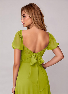Azazie Fatima Bridesmaid Dresses Lemongrass A-Line with Pockets Chiffon Dress image1