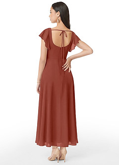 Azazie Bondi Bridesmaid Dresses Auburn A-Line Ruched Chiffon Dress image5