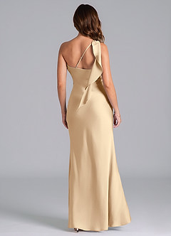 Azazie Driea Bridesmaid Dresses Champagne Mermaid One Shoulder Stretch Satin Dress image2