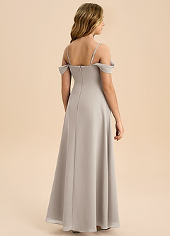 Azazie Anselie Junior Robe Trapèze en Mousseline de soie Épaule décolletée Givre image2