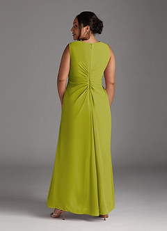 Azazie Manuella Mère de la mariée Robes Robe Trapèze en Mousseline de soie Col V plissé Citronnelle image14