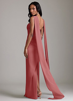 Azazie Sonora Vestidos de damas de honor Vestido de Rosa Antigua de Satén Elástico de Corte Recto con Sin tirantes image2