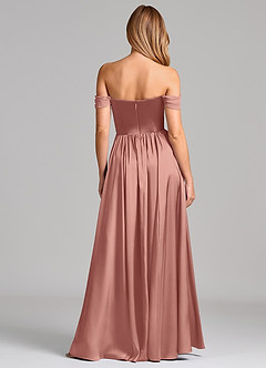 Azazie Raisa Bridesmaid Dresses Rosette A-Line Off the Shoulder Stretch Satin Dress image5