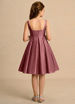 Azazie Jello Flower Girl Dresses Amethyst Ball-Gown Pleated Matte Satin Dress image2