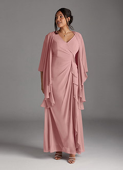 Azazie Manuella Final Sale Cabernet A-Line V-Neck Pleated Chiffon Dress image12