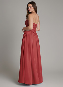 Azazie Andreina Bridesmaid Dresses Rust A-Line Pleated Chiffon Dress image3