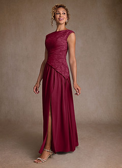 Azazie Kalleen Suknie dla Matki Panny Młodej Linia A Pofałdowany Szyfon Długość podłogi Sukienka image4