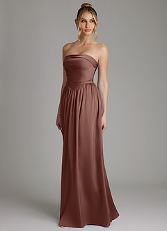 Azazie Zena Bridesmaid Dresses Espresso A-Line Strapless Stretch Satin Dress image5