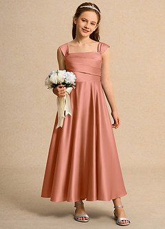Azazie Bundle Junior Formal Flower Girl Klänningar Klä A-Line i Matt satäng Plisserad image3