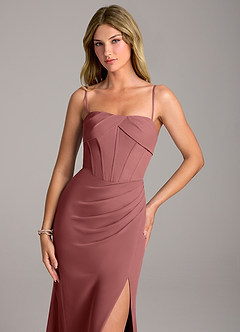 Azazie Chantel Robes de demoiselle d'honneur Robe Fourreau Convertible en Mousseline de soie Sans bretelles Améthyste image2