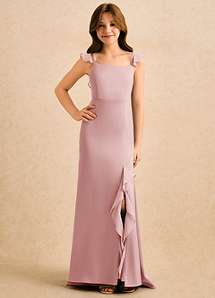 Azazie Novalie Girls Formal Flower Girl Klänningar Klä Sjöjungfru i Stretch Satin Rosett image4