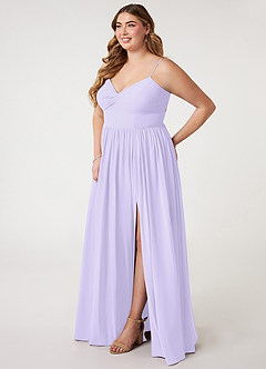 Azazie Zeya Vestidos de madrinha de casamento Vestir Lilás de Chiffon de Linha A com Plissado image8