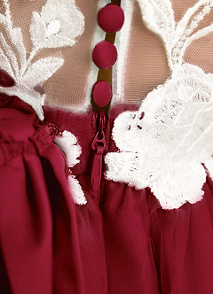 Azazie Sundae Robe Demoiselle D'honneur Fillette Robe Princesse en Dentelle Bourgogne image8