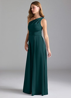 Azazie Dallas Bridesmaid Dresses Pine A-Line One Shoulder Stretch Satin Dress image4