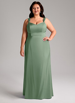 Azazie Denice Bridesmaid Dresses Matcha Sheath Pleated Stretch Satin Dress image8