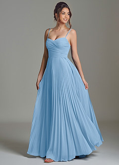 Azazie Catie Robes de demoiselle d'honneur Robe Trapèze en Mousseline de soie Encolure en Forme de Cœur Poudre Bleue image5