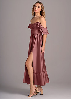 Azazie Anaya Bridesmaid Dresses Amethyst A-Line Sweetheart Neckline Stretch Satin Convertible Dress image4