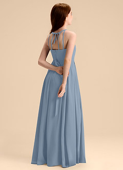 Azazie Arianthe Junior Dusty Blue A-Line Pleated Chiffon Dress image5