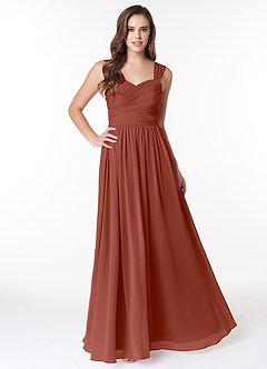 Azazie Zapheira Bridesmaid Dresses Auburn A-Line Ruched Chiffon Dress image1