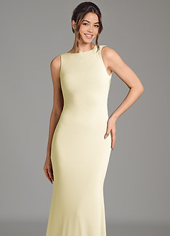 Azazie Gwen Brautjungfernkleider Meerjungfrau-Linie Plissee Premium Stretch Jersey Kleid Zitronensorbet image6