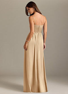 Azazie Calianna Bridesmaid Dresses Champagne A-Line Off the Shoulder Stretch Satin Convertible Dress image2
