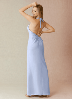 Azazie Yessi Bridesmaid Dresses Ice Sheath Pleated Chiffon Dress image2