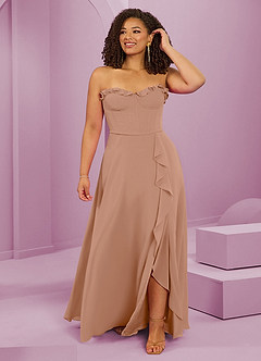 Barbie ♥ Azazie Bridesmaid Dresses Champagne Rose A-Line Sweetheart Neckline Chiffon Dress image8