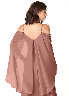 Azazie Cienna Bridesmaid Dresses Cedar Rose A-Line Off the Shoulder Chiffon Dress image3