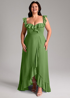 Azazie Lyra Vestidos de damas de honor Vestido de Albahaca de Gasa de Línea A Convertible image15