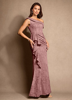 Azazie Hamptons Kleider für die Brautmutter A-Linie Plissee Blumen-Burnout Kleid Altrosa image4