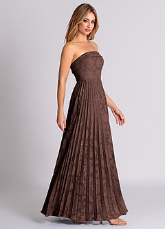 Azazie Mariana 신부 들러리 드레스 A라인 스트랩리스 플로럴 번아웃 바닥 길이 드레스 image6