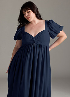 Azazie Madisynn Maternity Bridesmaid Dresses Bow Chiffon Floor-Length Dress image9