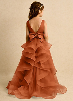 Azazie Lior Flower Girl Dresses Burnt Orange Ball-Gown Pleated Tulle Dress image7