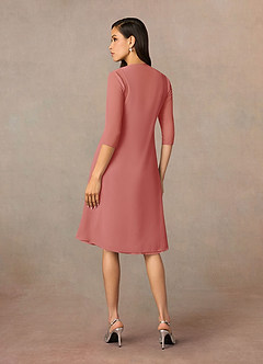 Azazie Olivia Mère de la mariée Robes Robe Trapèze en Mousseline de soie Encolure carrée plissée Antique Rose image2