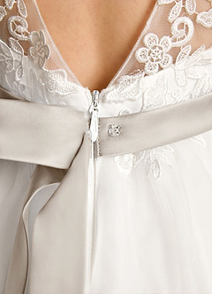 Azazie Lettie vestidos de niña de las flores Vestido de Marfil Escarcha de Encaje de Princesa image6