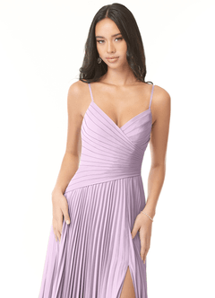 Azazie Vini Bridesmaid Dresses Frosted Lilac A-Line V-Neck Pleated Chiffon Dress image6