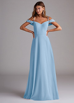 Azazie Marley Vestidos de damas de honor Vestido de Azul Pálido de Gasa de Corte en A Convertible con Vestidos sin tirantes image4