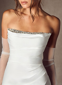 Azazie Elara Wedding Dresses Diamond White Mermaid Strapless Stretch Satin Dress image5