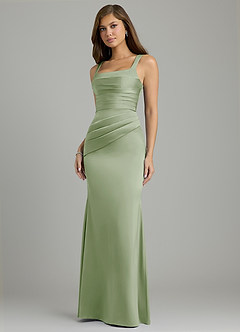 Azazie Vada Bridesmaid Dresses Dusty Sage Mermaid Corset Stretch Satin Dress image3