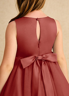 Azazie Prima Flower Girl Dresses Terracotta A-Line Bow Tulle Dress image6