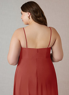 Azazie Emerald Bridesmaid Dresses Terracotta A-Line Ruffled Chiffon Dress image10