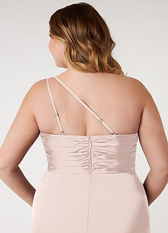 Azazie Eren Bridesmaid Dresses Blushing Pink Mermaid One Shoulder Stretch Satin Dress image11