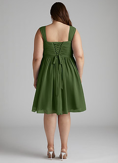Azazie Angie Bridesmaid Dresses Olive A-Line Corset Chiffon Dress image14