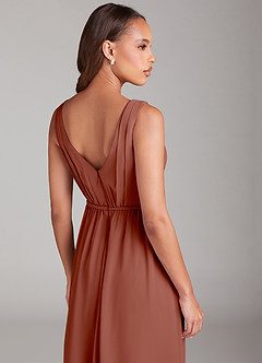 Azazie Tanicia Bridesmaid Dresses Auburn A-Line Pleated Chiffon Dress image6