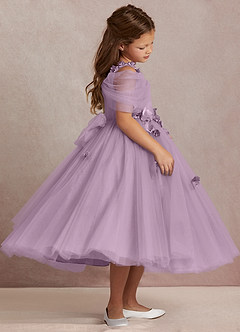 Azazie Shaylee Abiti da Ragazza di Fiori Abito A-Line in Tulle a Spalla Scoperta Glicine image4
