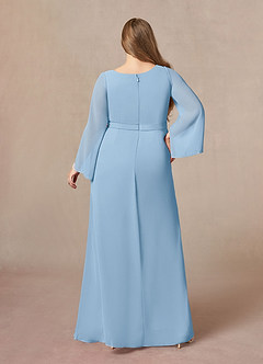 Azazie Belinda vestidos de madre de la novia Vestido de Azul Pálido de Gasa de Corte en A con Cuello en V Plisado image7